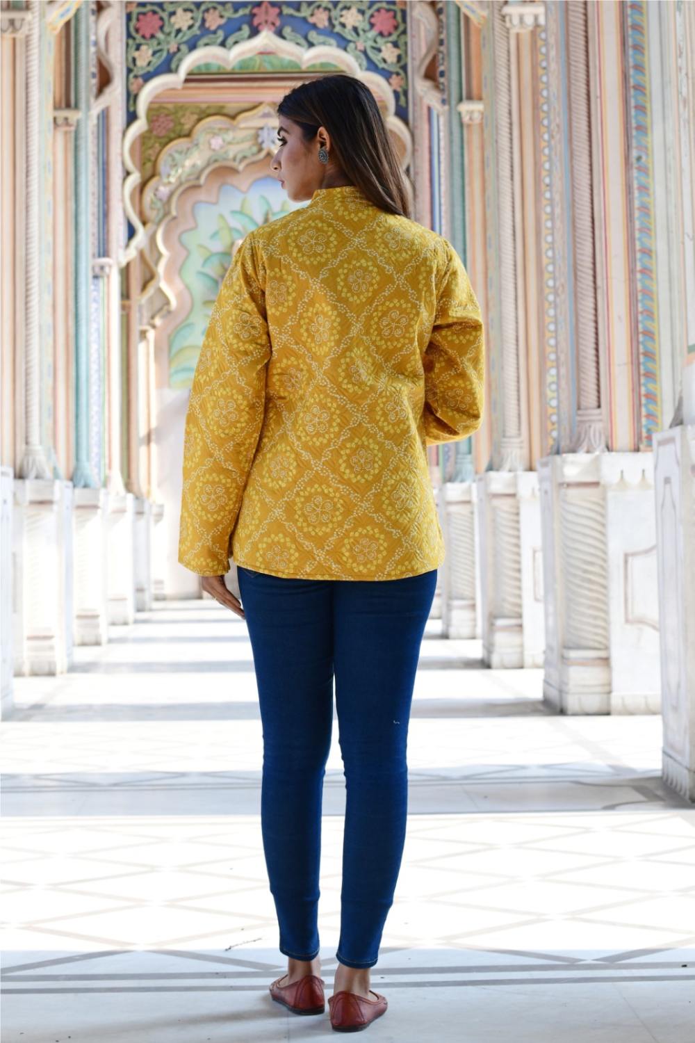 Bandej Printed Mustard Quilted Jacket