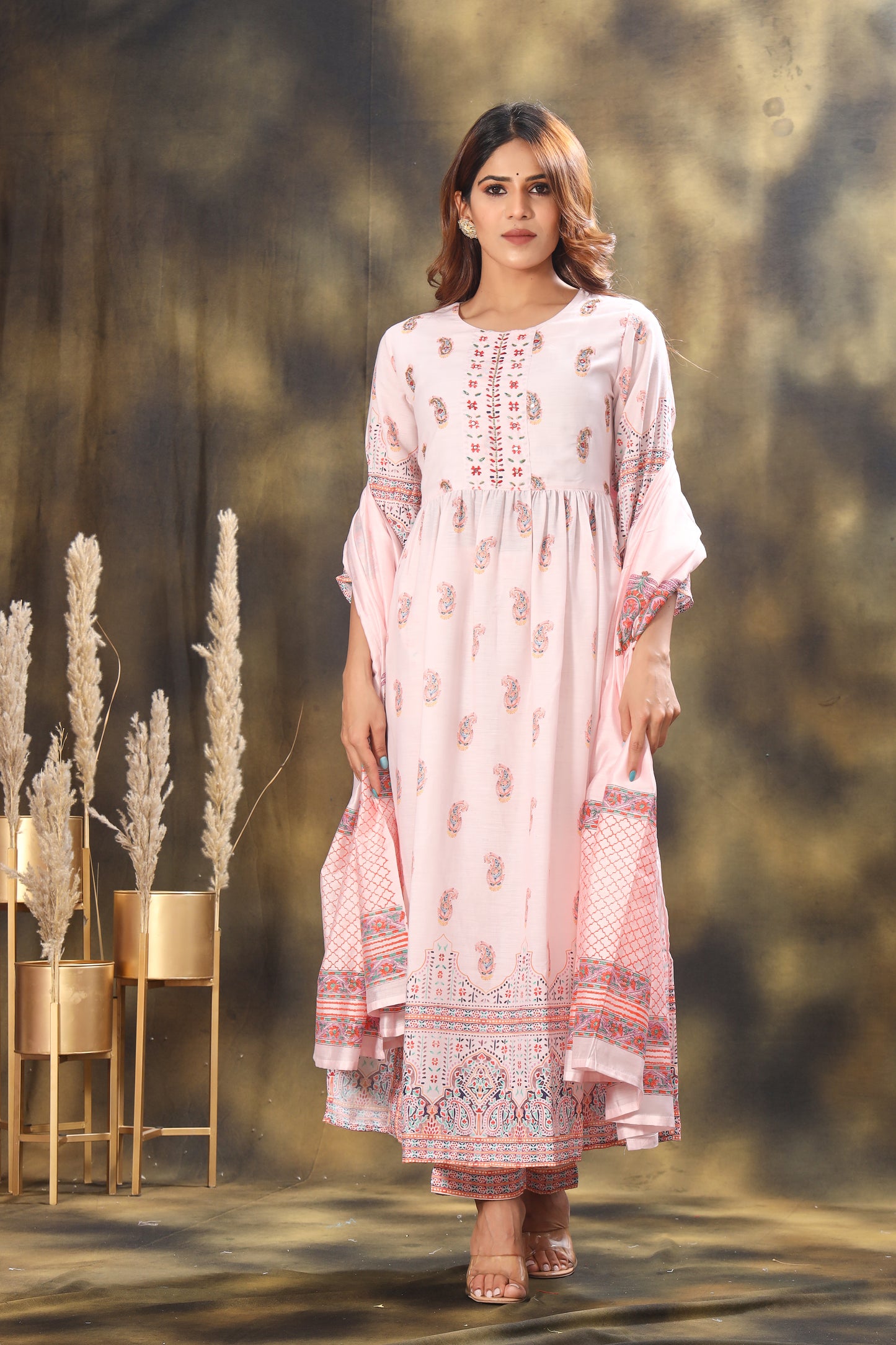 Women Gotta Patti Uppada Silk Kurta with Trousers & With Dupatta