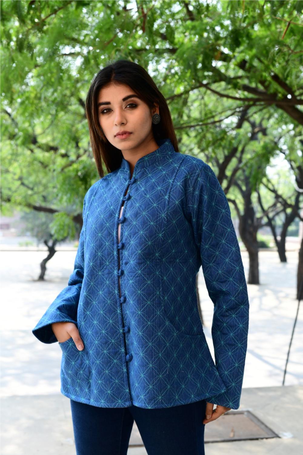 Women’s Quilted Jackets Cotton Chambray - Indigo