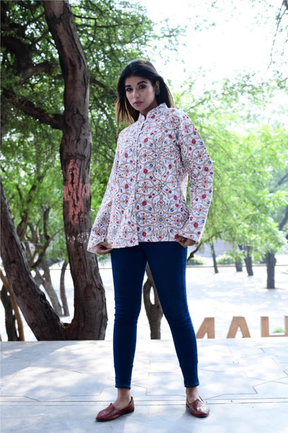 Floral Multicolor Printed jacket for Wedding & Party Wear