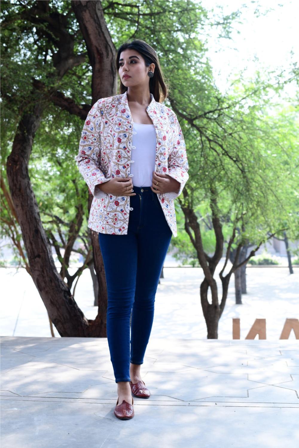 Floral Multicolor Printed jacket for Wedding & Party Wear