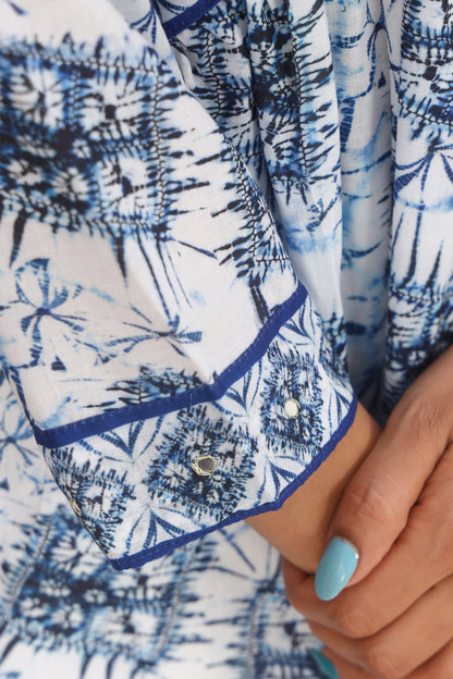 Shibori Aliya Cut Embroidered Kurta With Trousers And Dupatta