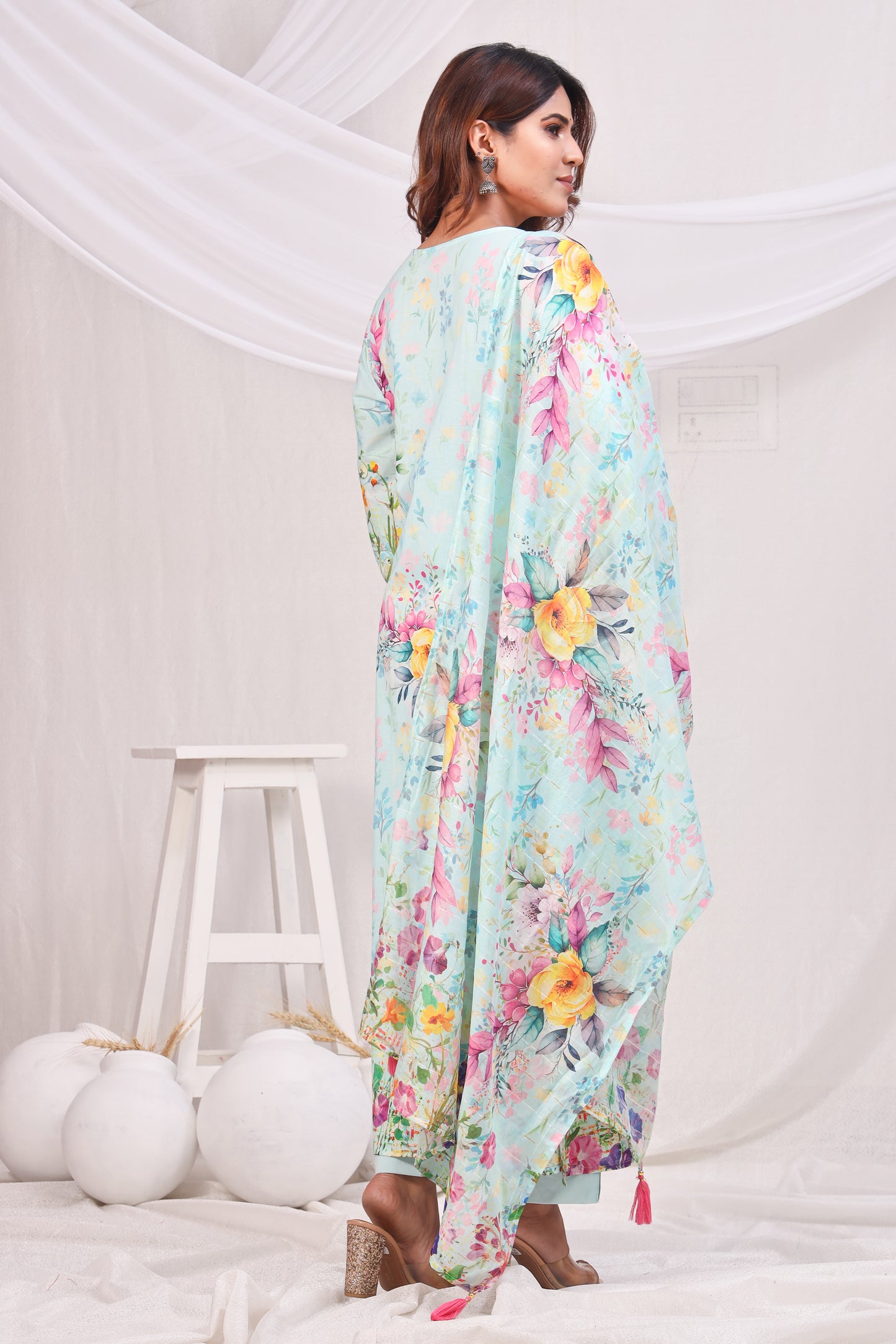 Multicolor Digital Printed Cotton Kurta Set