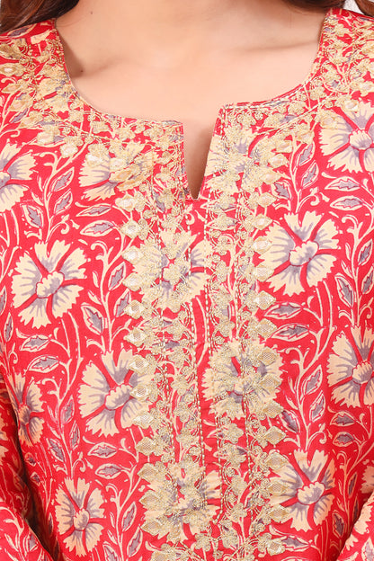 Women Gotta Patti Uppada Silk Kurta with Trousers & With Dupatta