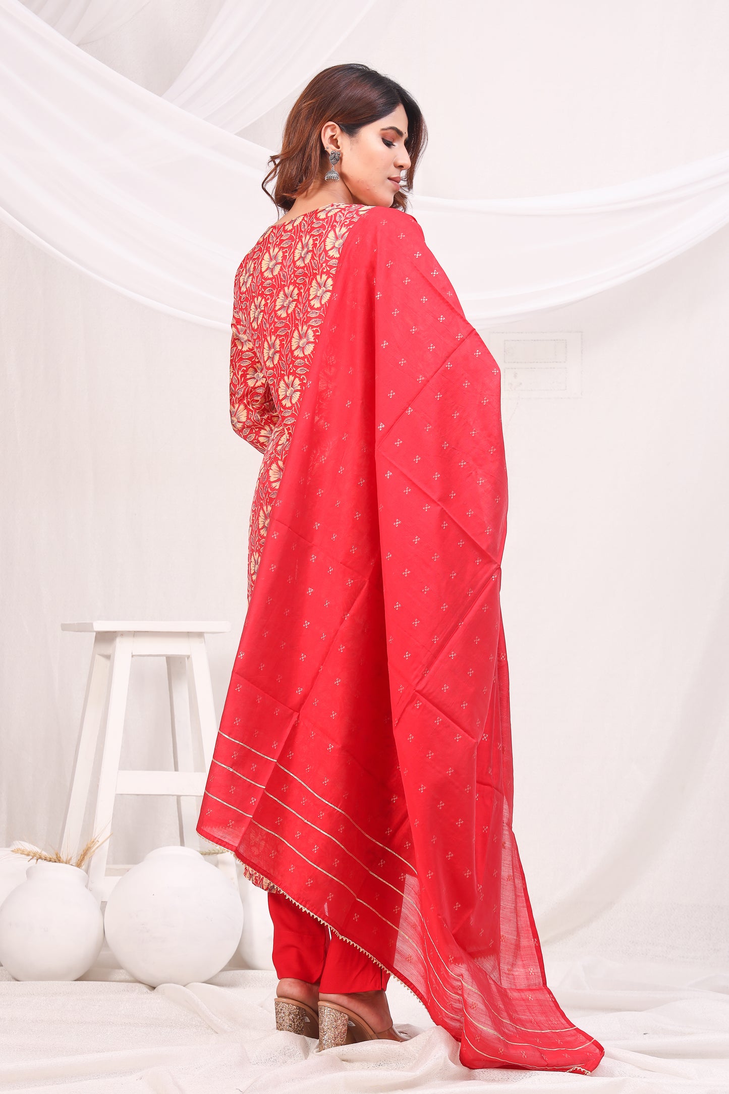 Women Gotta Patti Uppada Silk Kurta with Trousers & With Dupatta