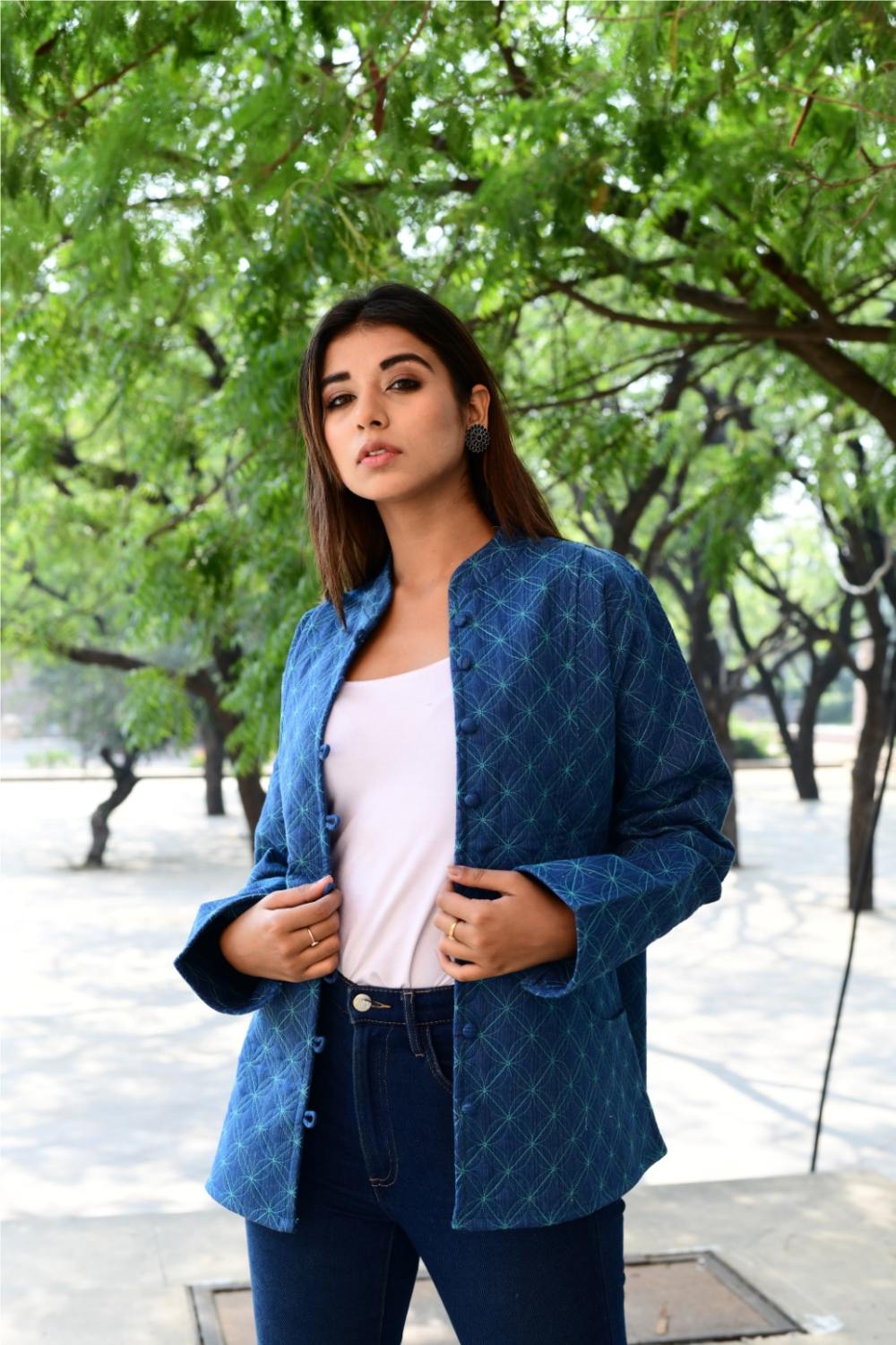 Women’s Quilted Jackets Cotton Chambray - Indigo