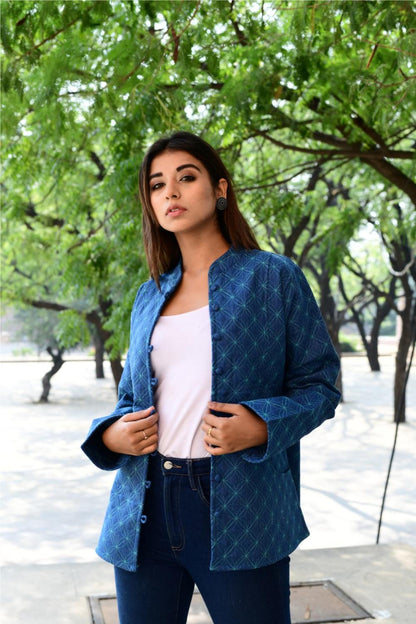 Women’s Quilted Jackets Cotton Chambray - Indigo