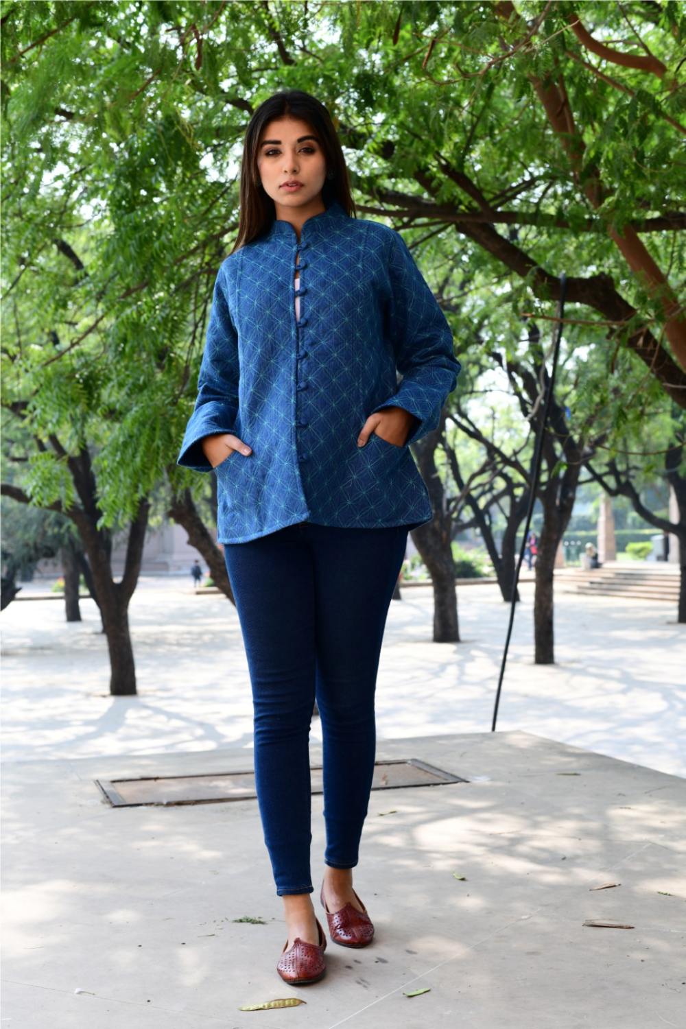 Women’s Quilted Jackets Cotton Chambray - Indigo