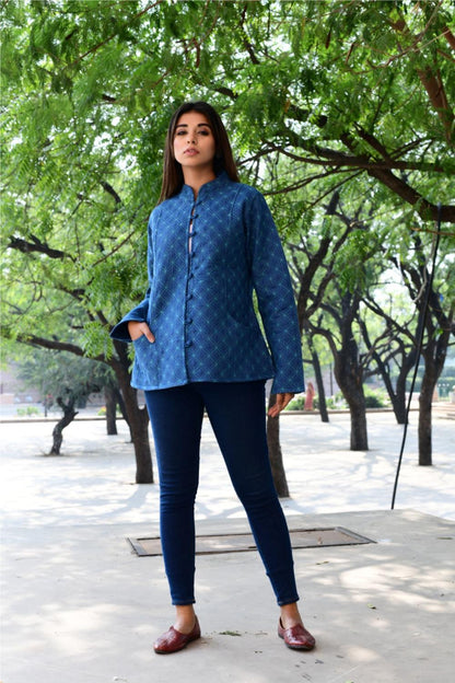 Women’s Quilted Jackets Cotton Chambray - Indigo